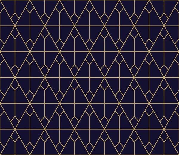 Goldene Geometrische Nahtlose Muster Auf Schwarzem Hintergrund — Stockvektor