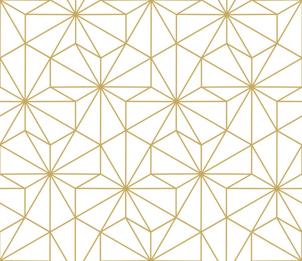 Golden geometric seamless pattern isolated on white background