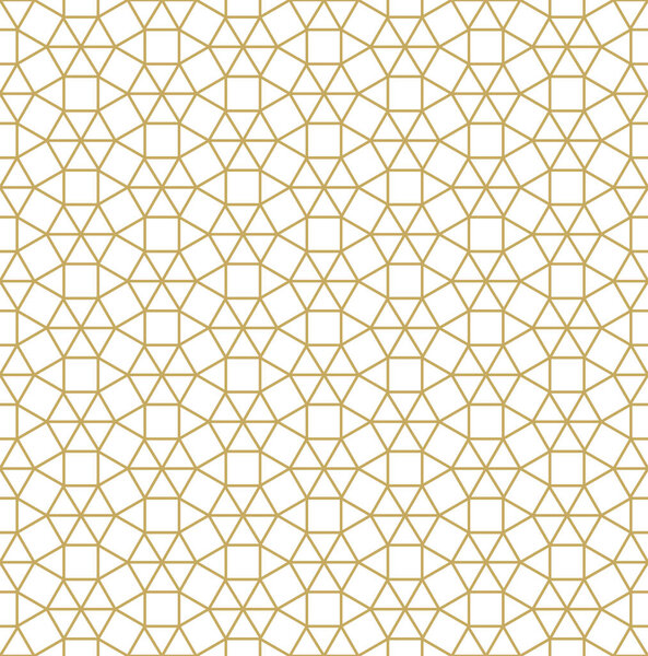 Золотой геометрический бесшовный узор, изолированный на белом фоне

