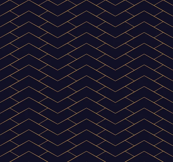 黒い背景に黄金の幾何学的なシームレス パターン — ストックベクタ