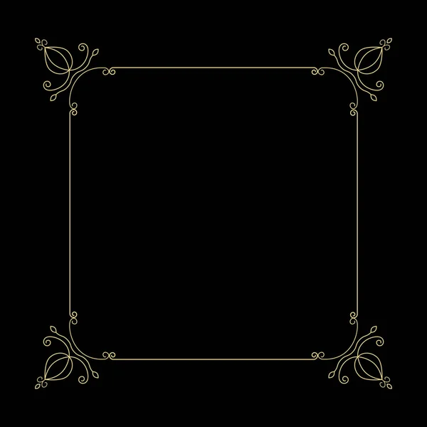 Goldener Dünner Rahmen Auf Schwarzem Hintergrund — Stockvektor