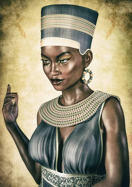 Portrait Egyptian Queen Evil Face — Stock Photo, Image