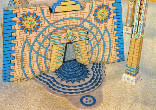 Entrance of an fantasy Egyptian temple in a desert.