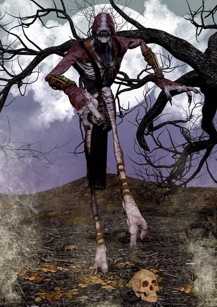 Retrato Monstro Cego Com Uma Árvore Assustadora — Fotografia de Stock