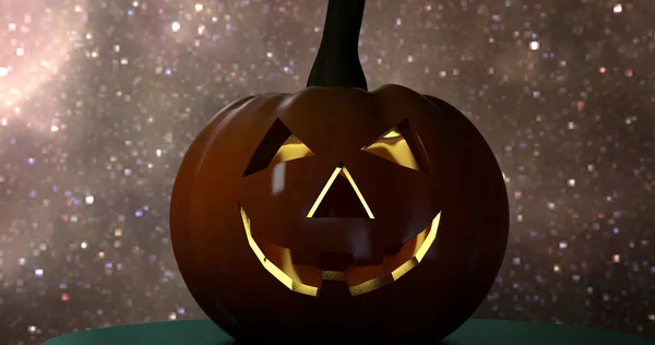 Una Calabaza Halloween Fondo Lleno Estrellas — Foto de Stock