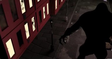 Çevrede bir canavar saldıran bir tank bir kamera hareketi.