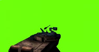 Animasyon 3d Tank yeşil bir arka plan üzerinde.
