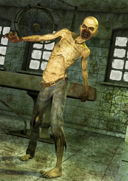 Strašidelný Zombie Stojící Márnici — Stock fotografie