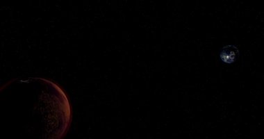 Mars ve dünya evrenin dönen animasyon.