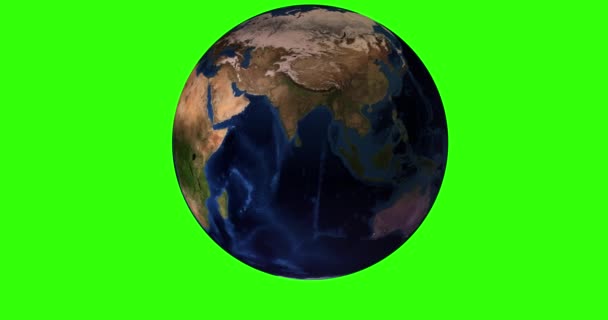 Animation Earth Planet Green Chroma Background — Stock Video