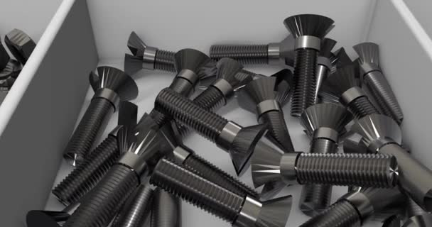 Une animation de boîte à outils pleine de vis, boulons et écrous .