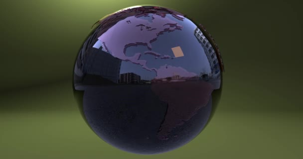 Animation Planet Earth Which Shows City — Stock Video