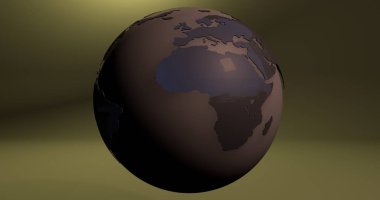 Dünya gezegen Afrika kıtasının gösterir kahverengi renkte bir arka plan.