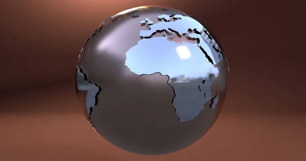 Háttér Föld Bolygó Készült Fém Ami Azt Mutatja Afrikai Kontinens — Stock Fotó