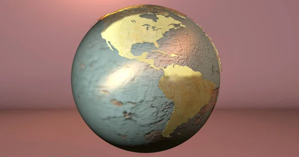 アメリカ大陸を示していますさびた素材で作られた地球惑星の背景 — ストック写真