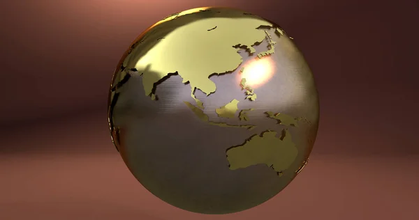 Föld Bolygó Arany Amely Azt Mutatja Ausztrália Ázsia Kontinensen Készült — Stock Fotó