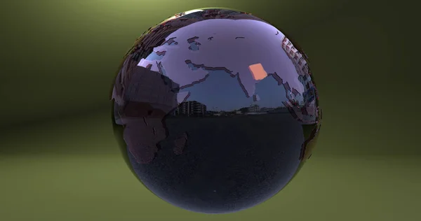 ヨーロッパとアジアの大陸を示す反射材で作られた地球惑星の背景 — ストック写真
