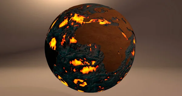 A background with the planet Earth made of fire and lava, which shows the Africa continent.