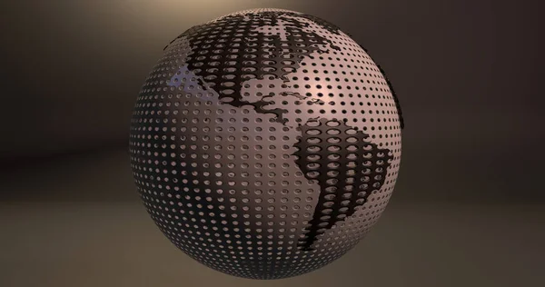 アメリカ大陸を示しています ゴルフのボールのように見える地球の背景 — ストック写真