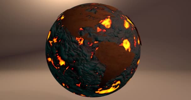 Une Animation Planète Terre Faite Lave Feu — Video