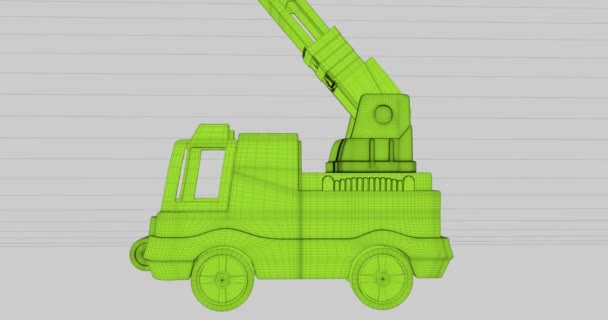 Uma Animação Caminhão Bombeiros Estilo Wireframe — Vídeo de Stock