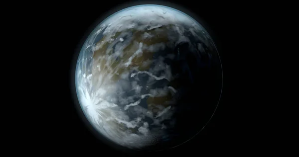 黒の背景に神秘的なファンタジーの惑星とのシーン — ストック写真