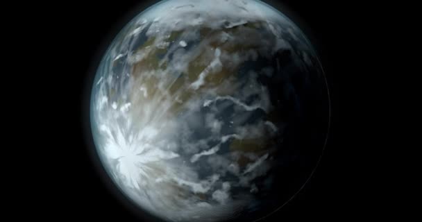 Animasyonlu Bir Gizemli Fantezi Gezegen Siyah Bir Arka Plan Olarak — Stok video