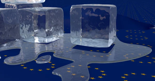 Scene Ice Cubes European Union Flag — Stock Photo, Image