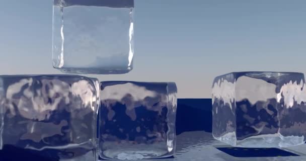 Buz Küpleri Üzerinden Avrupa Birliği Bayrağı Etrafında Bir Kamera Animasyon — Stok video