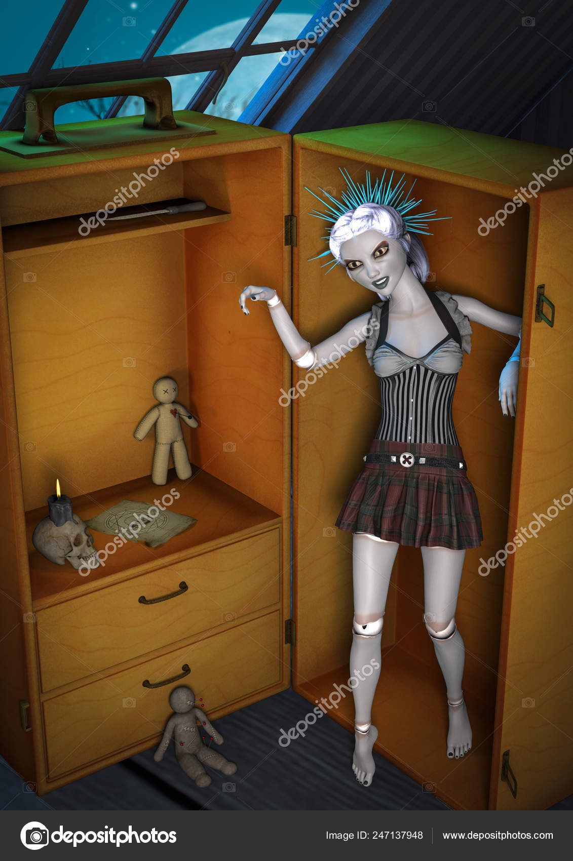 creepy wooden doll