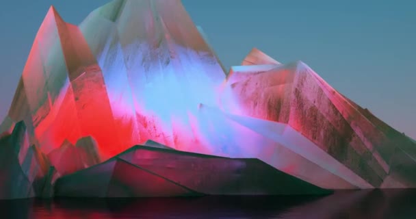 山のように見えるカラフルな結晶についての現代の抽象的なイラスト — ストック動画