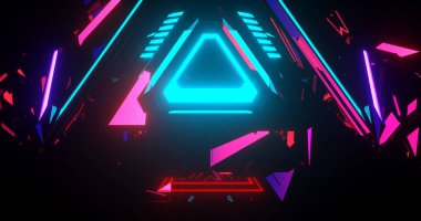 Neon renkli üçgenler hakkında modern bir illüstrasyon bir desen yapma.