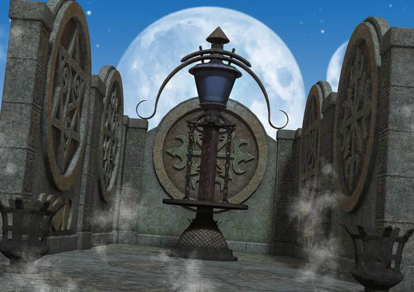 Scéna Venkovního Fantazie Mystického Chrámu — Stock fotografie