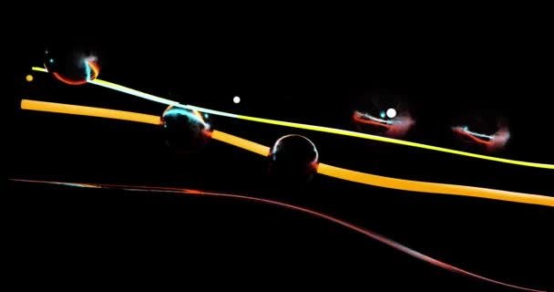 Animación Fondo Abstracto Con Ondas Coloridas Esferas Espacio Negro — Vídeos de Stock