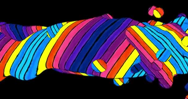 Animation Colorful Rainbow Braids Black Background — Stock Video