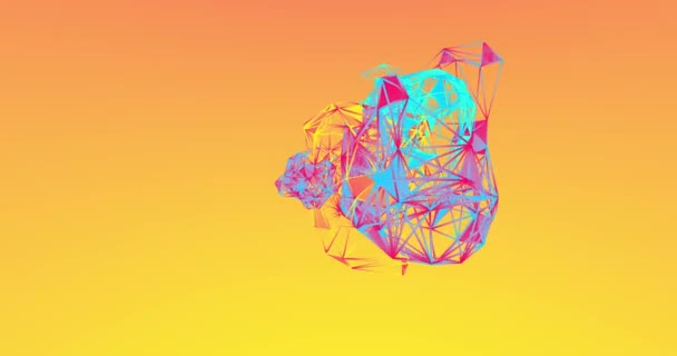 Анімація Барвистої Сфери Мережевими Язками Градієнтному Оранжевому Фоні — стокове відео