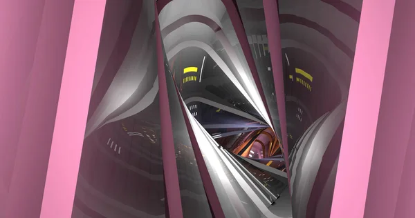 Scen Virvel Surrealistiska Futuristisk Tunnel — Stockfoto