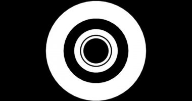 Siyah bir arka plan içinde hipnotik desen yapma beyaz daireleranimasyon.