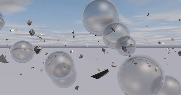 An abstract backdrop full of bubbles in a dark background.