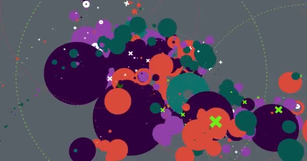 Abstract Colorful Background Full Circles Lines Cartoonish Style — Stock Video