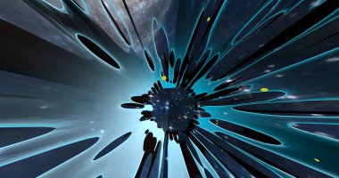 Evrende renkli bir patlama soyut bir sahne.