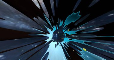 Evrende renkli bir patlama soyut bir sahne.