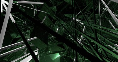 Desenler oluşturan çizgiler, lifler ve geometrik şekillerin karmaşık bir bağlantısı.