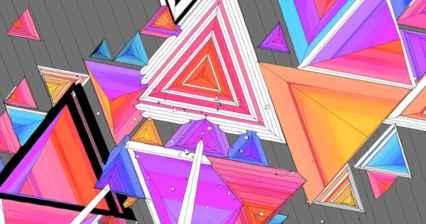 Barevné Pozadí Složené Trojúhelníky Pyramidami Karikatólově Stylu — Stock fotografie