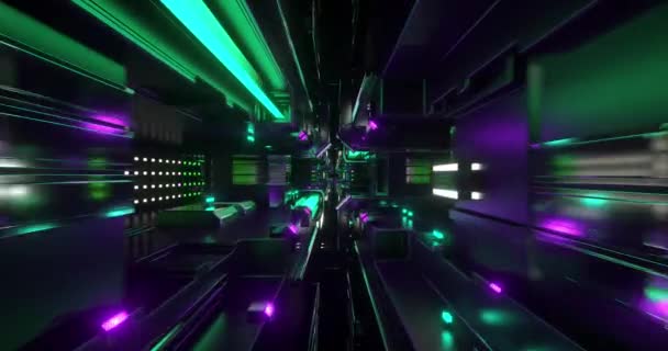 Sci Futuristická Chodba Osvětlená Barevným Světlem — Stock video