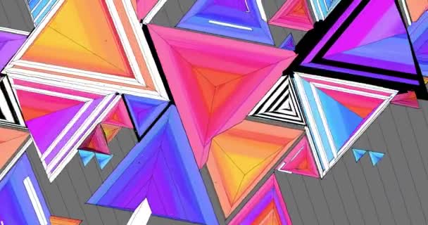 Färgstark Bakgrund Komponerad Trianglar Och Pyramider Tecknad Stil — Stockvideo