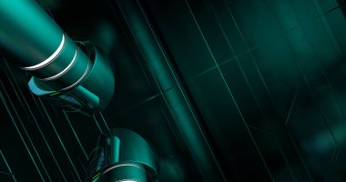 Farklı desenler oluşturan figürlertarafından yapılan fütüristik bir kavramsal sahne.