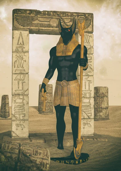 Фантастический Портрет Египетского Бога Пустыне — стоковое фото