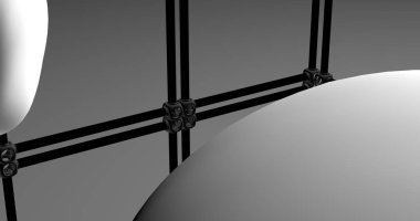 Küp kutusunun içinde organik gri bir plastik şekil..