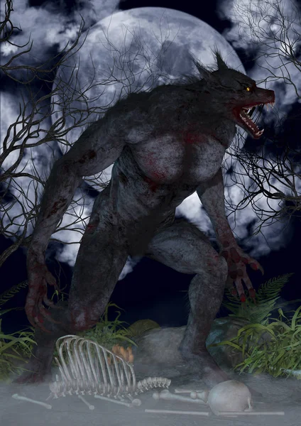 Portrait Fierce Creepy Werewolf — Stock Photo, Image
